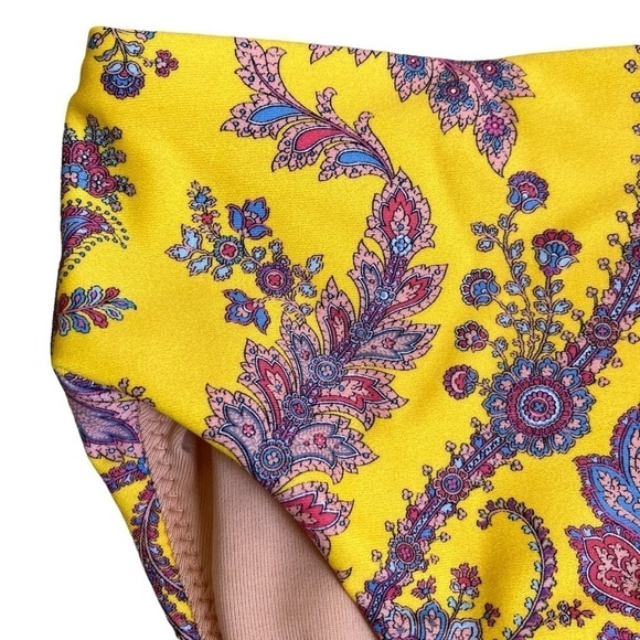 NWT J. Crew High-rise bikini bottom in Ratti® golden paisley Yellow Sz XXS - Picture 4 of 12